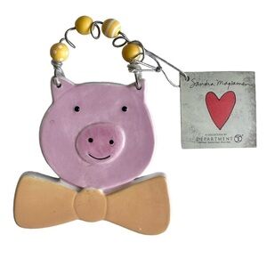 Department 56 Sandra Magsamen Pig Ornament Plaque Wall Hanging Pink Yellow Bow
